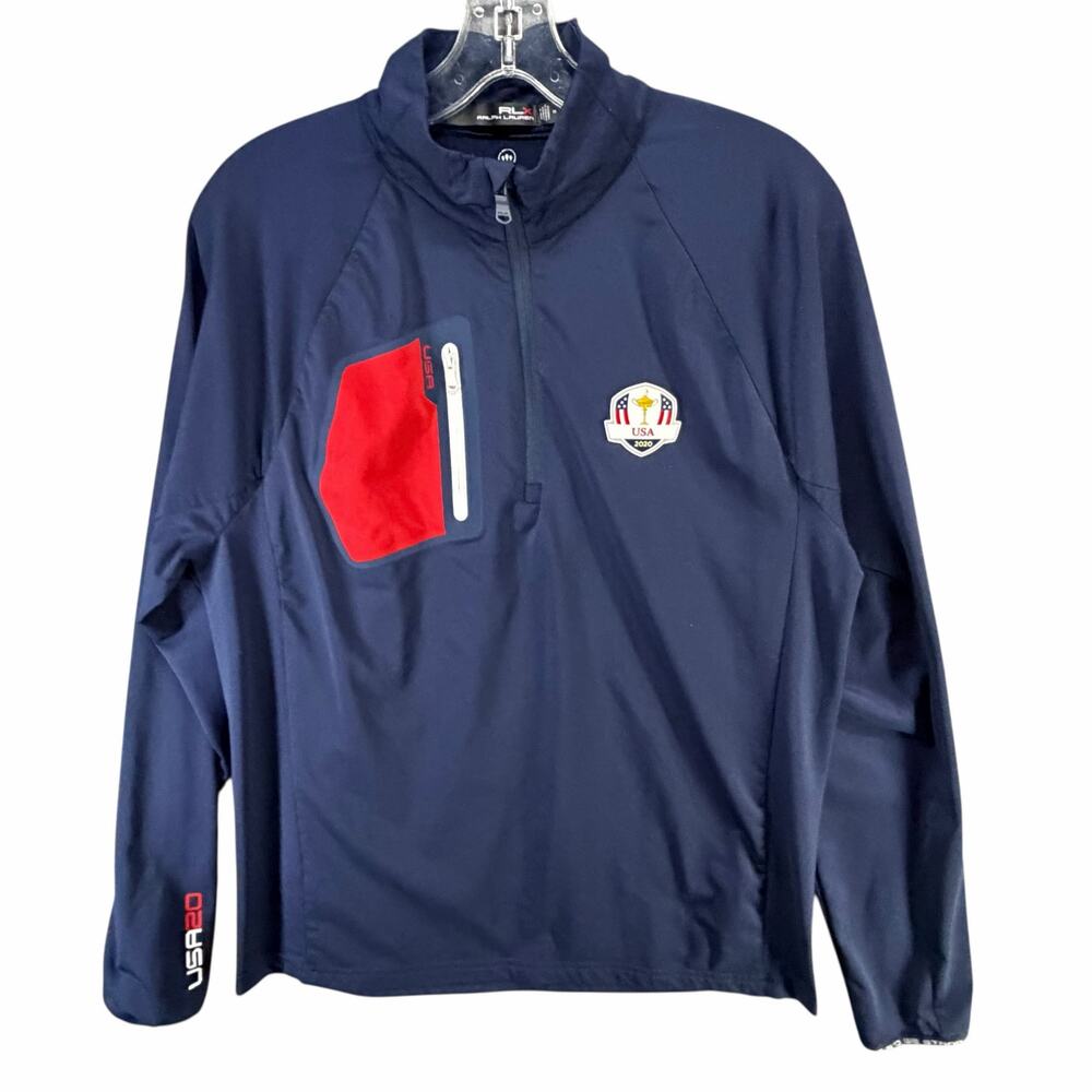 Ralph Lauren RLX 2020 US Ryder Cup 1/4 Zip Sweatshirt M‎ Blue Golf Performance